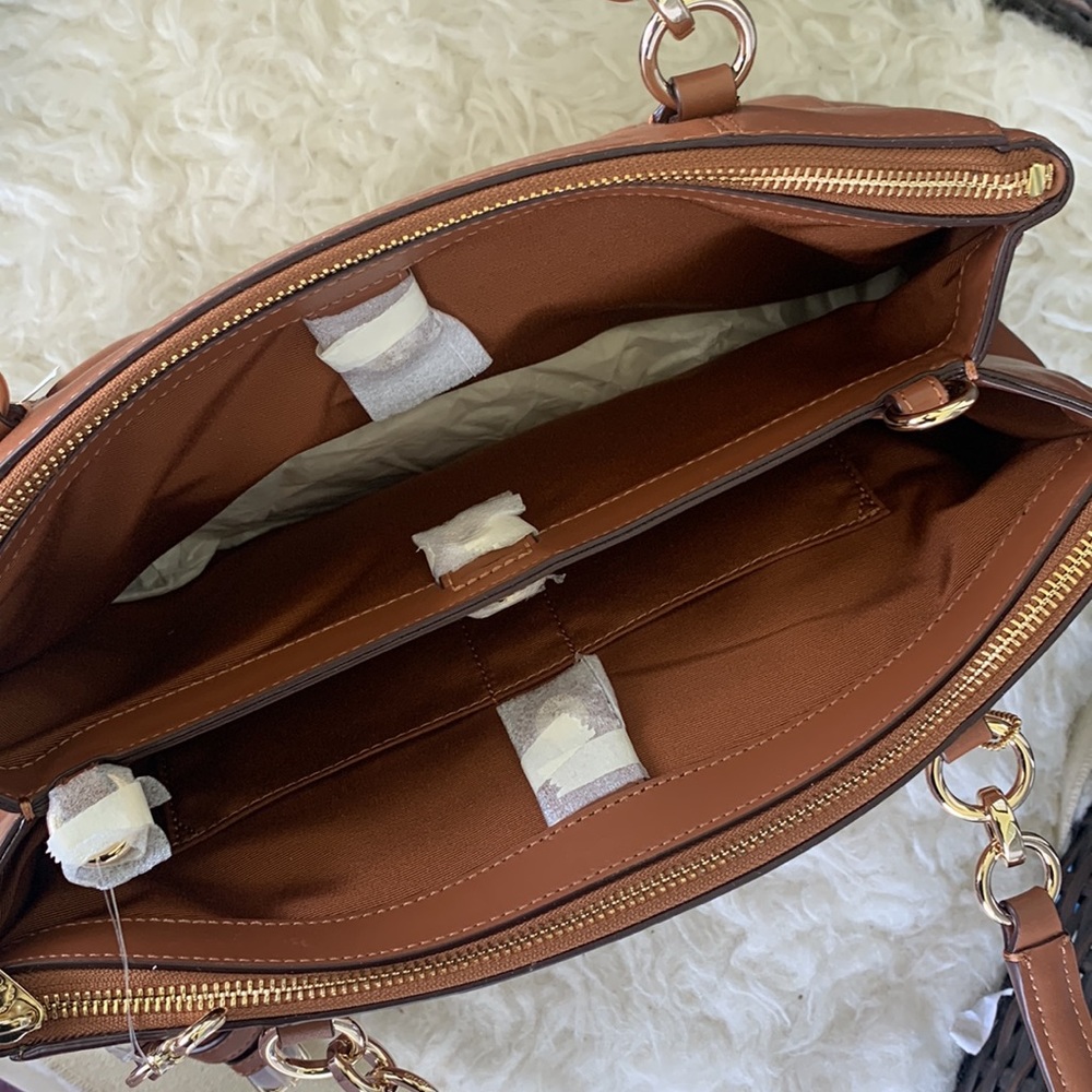 New Coach Christie Brown Leather Carryall Satchel Shoulder Bag F36680 - Picture 8 of 16